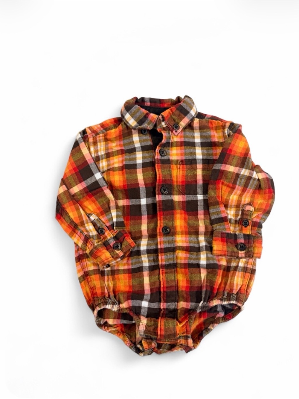 Gymboree Baby Boy Plaid Twill Long Sleeve Button-Down Bodysuit - Happy Harvest